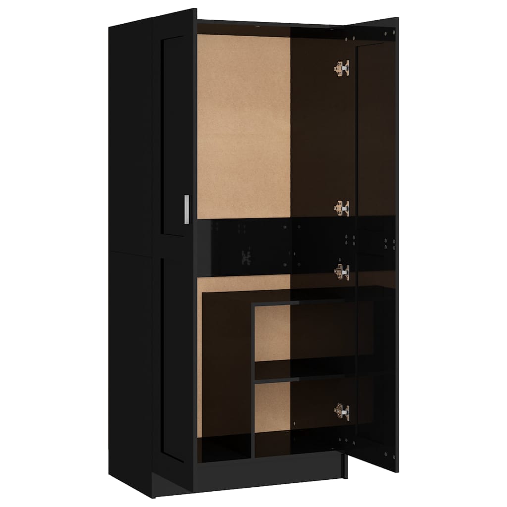 Kledingkast 82,5x51,5x180 cm spaanplaat hoogglans zwart