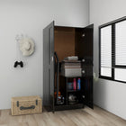 Kledingkast 82,5x51,5x180 cm spaanplaat hoogglans zwart
