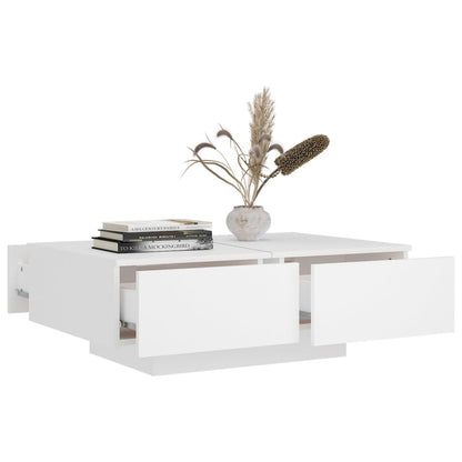 Salontafel 90X60X3 Cm Bewerkt Hout Wit