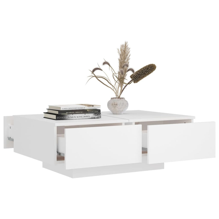 Salontafel 90X60X31 Cm Bewerkt Hout Wit