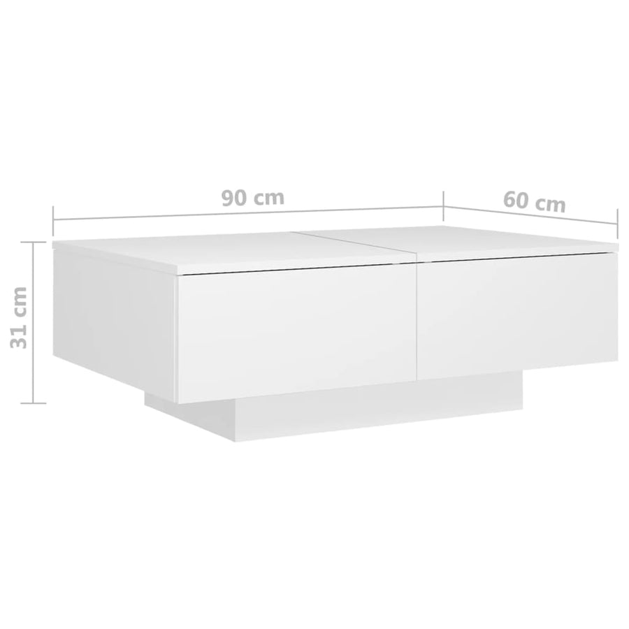 Salontafel 90X60X31 Cm Bewerkt Hout Wit