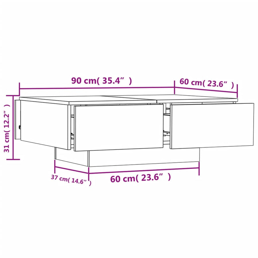 Salontafel 90x60x31 cm spaanplaat sonoma eikenkleurig Sonoma eiken