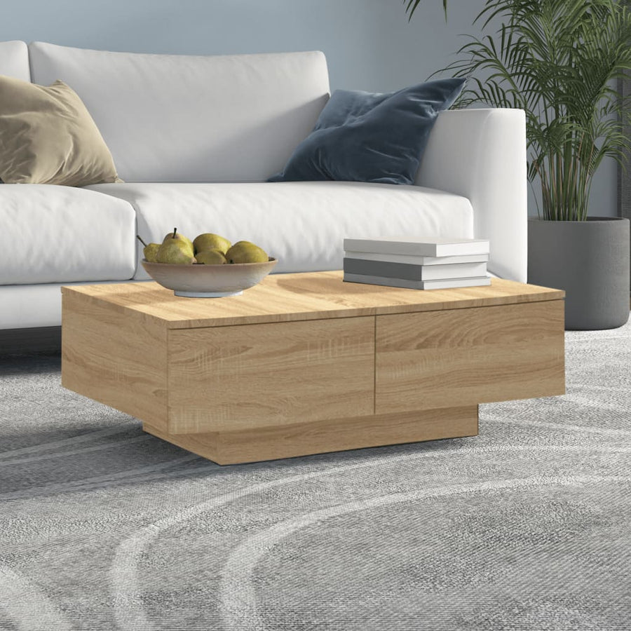 Salontafel 90X60X31 Cm Bewerkt Hout Wit