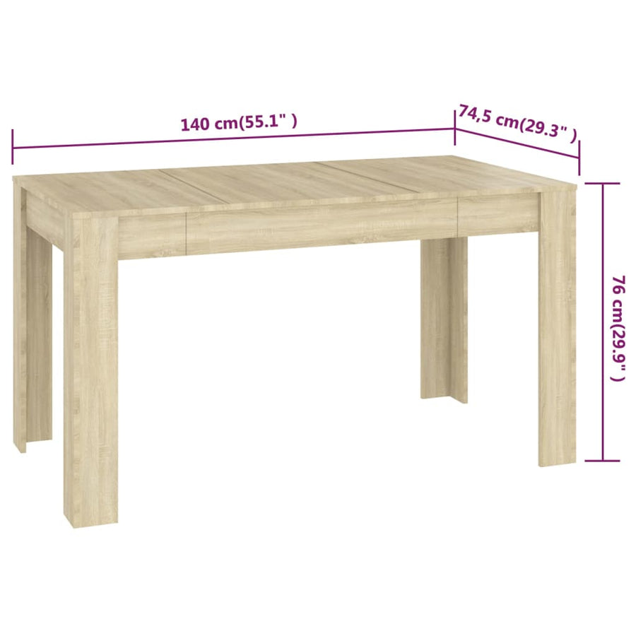Eettafel 40X74,5X76 Cm Spaanplaat Kleurig Sonoma eiken