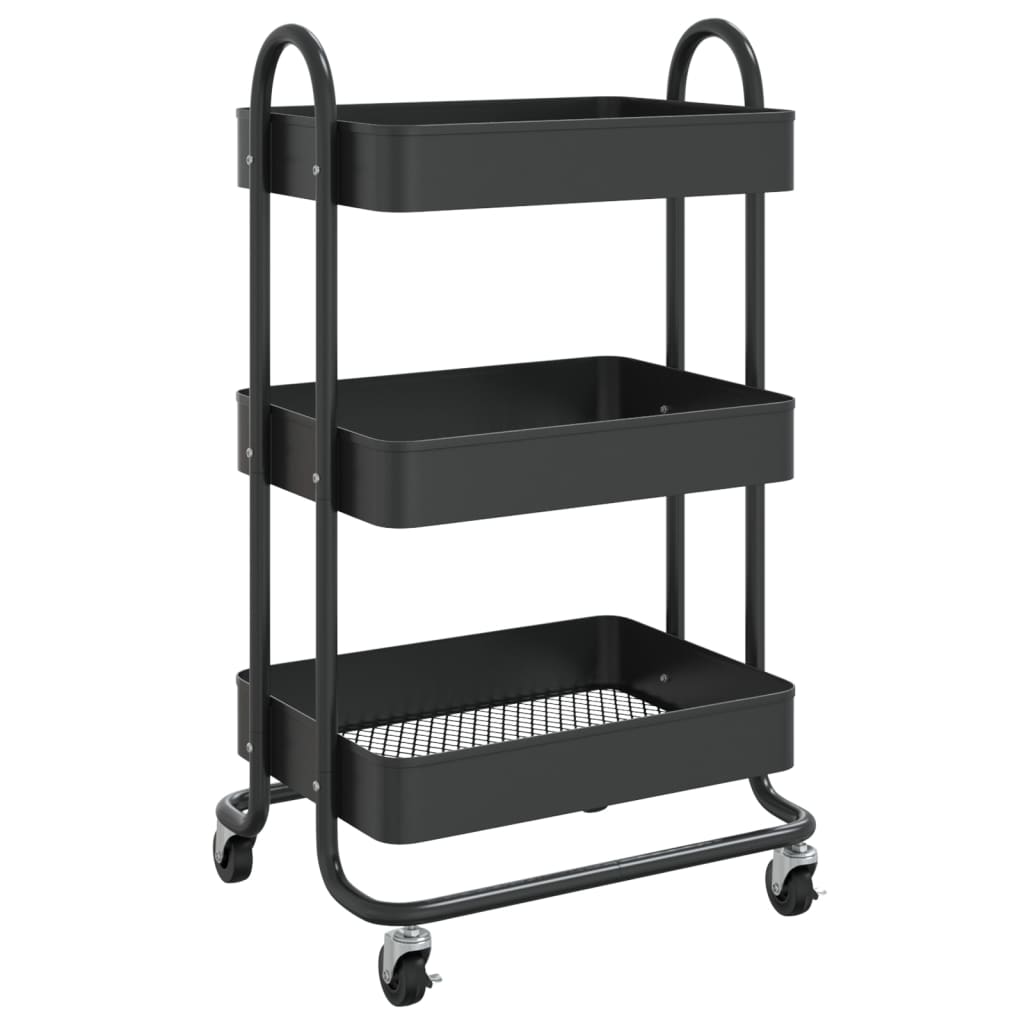 Trolley 3-Laags 43X34X79 Cm Staal Zwart