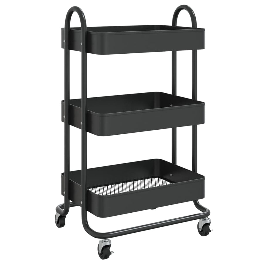 Trolley 3-Laags 43X34X79 Cm Staal Zwart