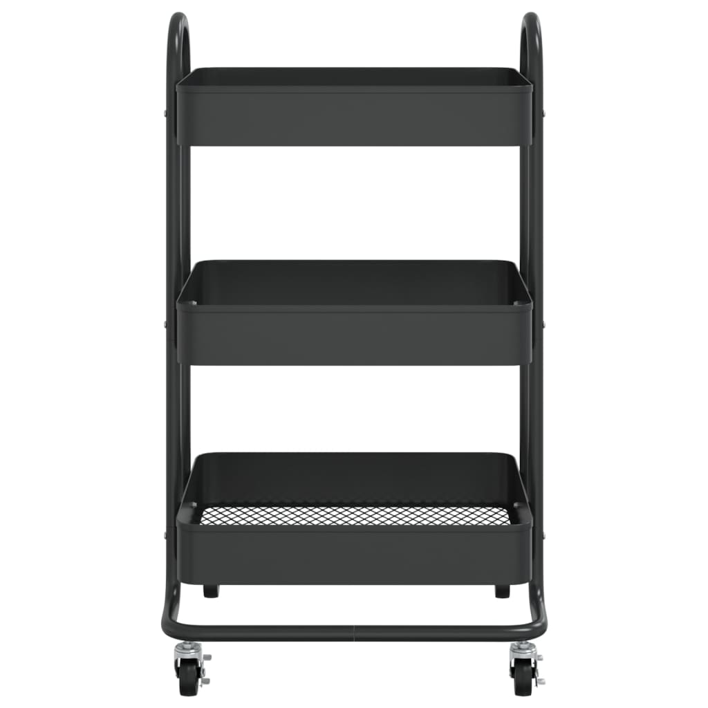 Trolley 3-Laags 43X34X79 Cm Staal Zwart