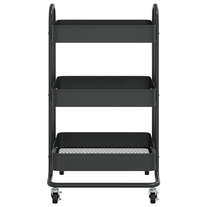 Trolley 3-Laags 43X34X79 Cm Staal Zwart