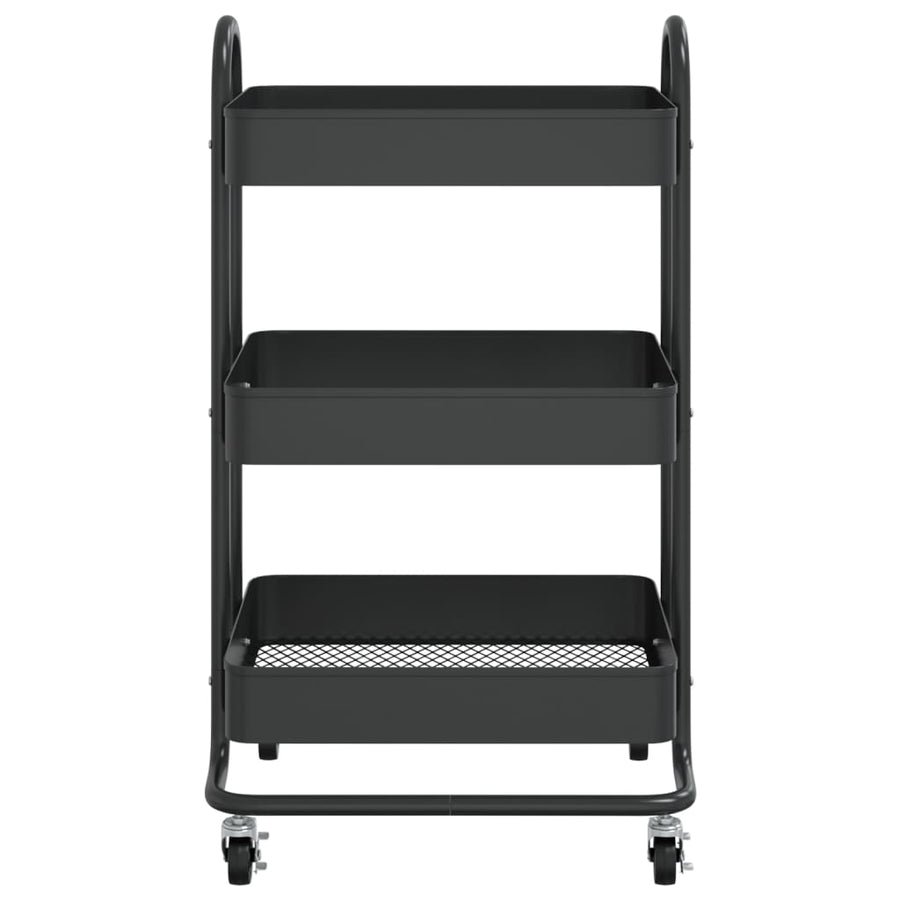 Trolley 3-Laags 43X34X79 Cm Staal Zwart