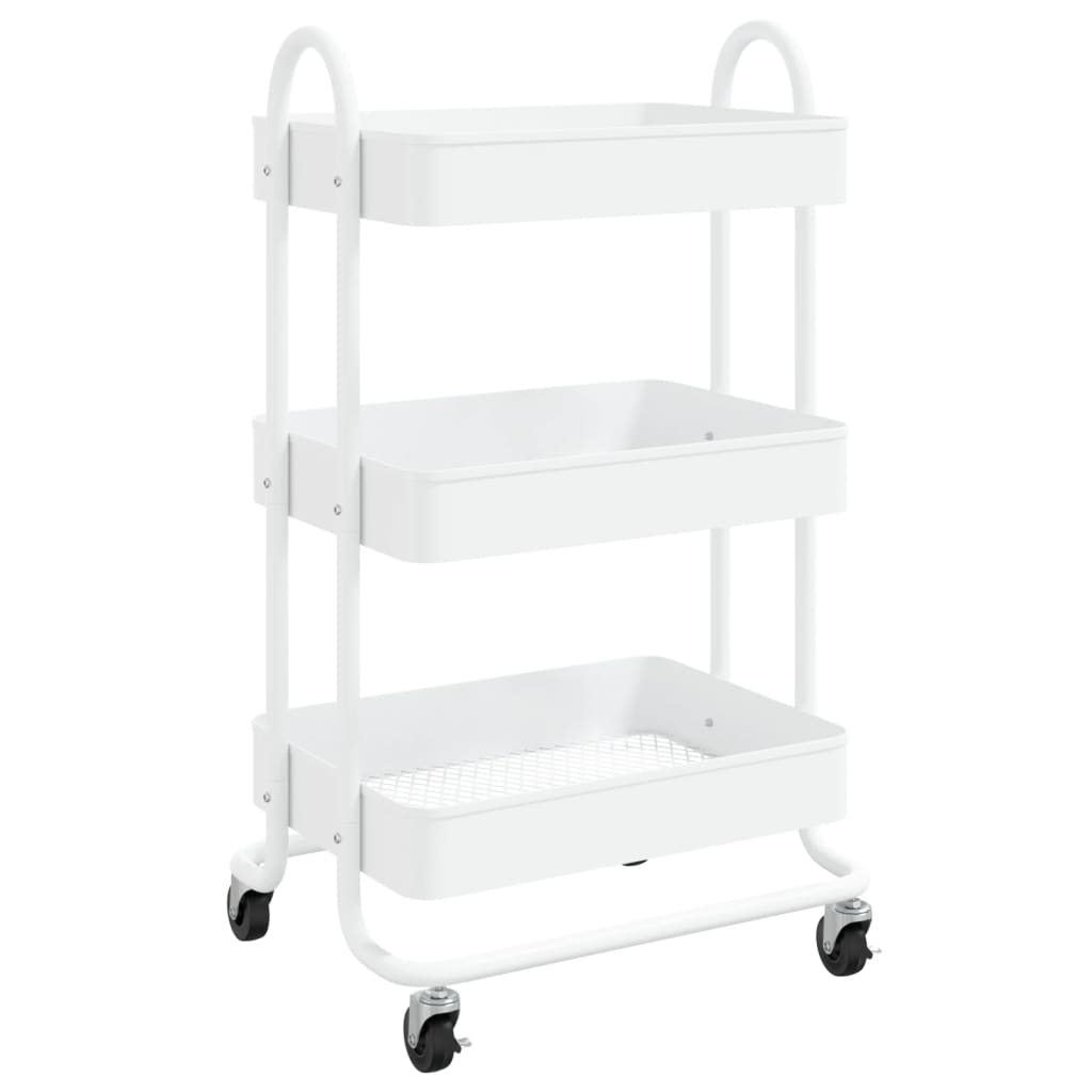 Trolley 3-Laags 43X34X79 Cm Staal Wit