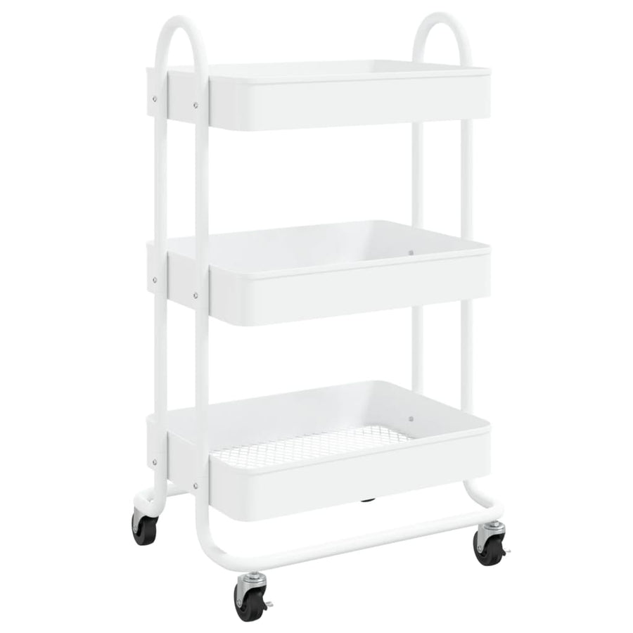 Trolley 3-Laags 43X34X79 Cm Staal Wit