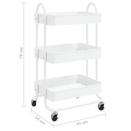 Trolley 3-Laags 43X34X79 Cm Staal Wit