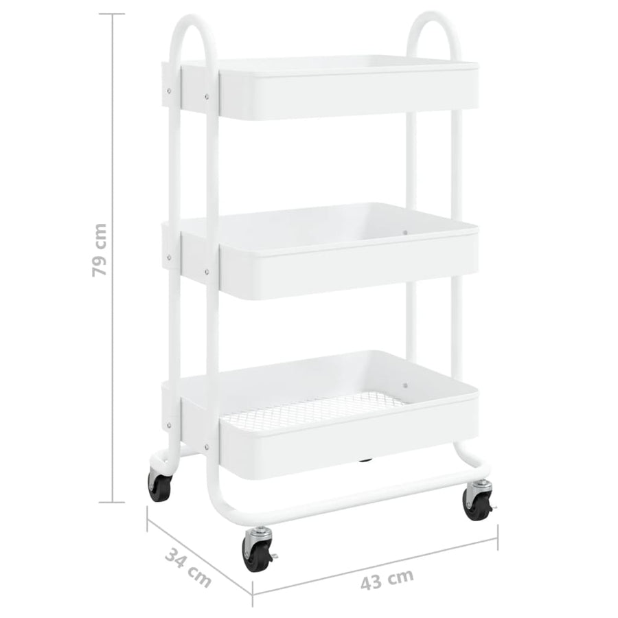 Trolley 3-Laags 43X34X79 Cm Staal Wit