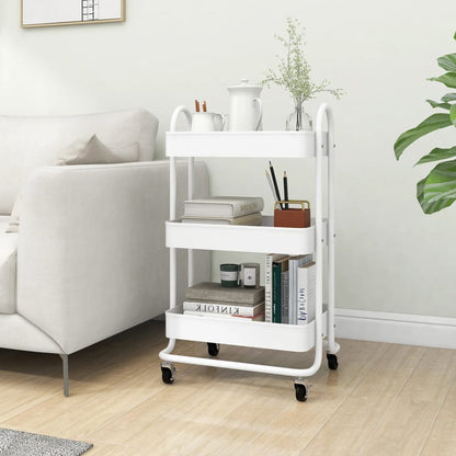 Trolley 3-Laags 43X34X79 Cm Staal Wit