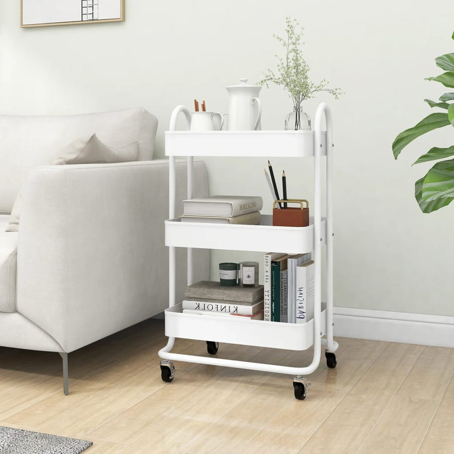 Trolley 3-Laags 43X34X79 Cm Staal Wit