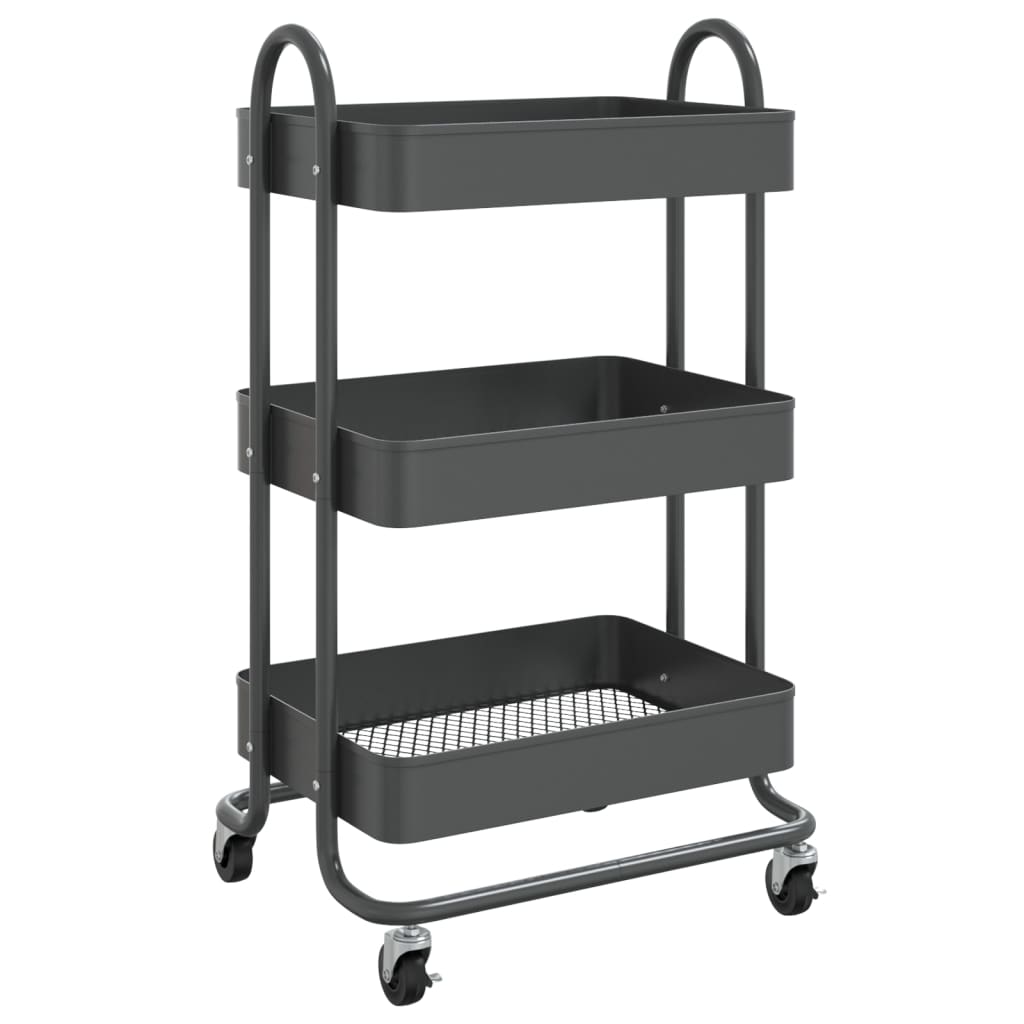 Trolley 3-Laags 43X34X79 Cm Staal Kleurig Antraciet