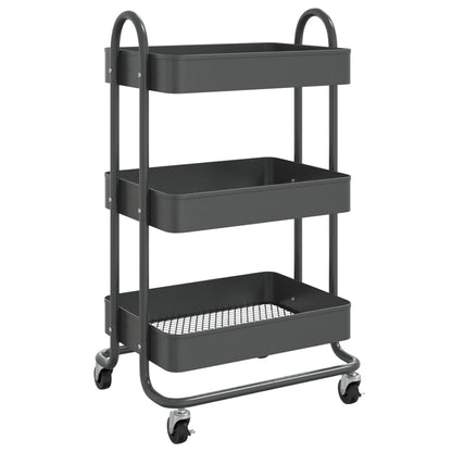 Trolley 3-Laags 43X34X79 Cm Staal Kleurig Antraciet