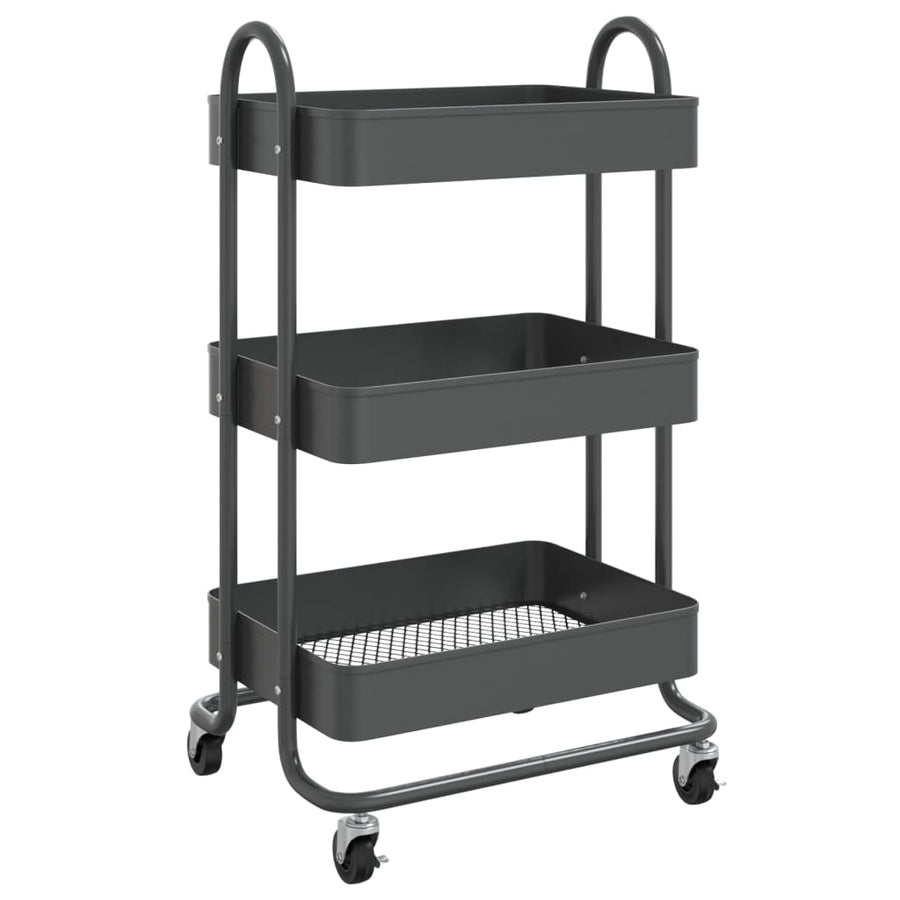 Trolley 3-Laags 43X34X79 Cm Staal Kleurig Antraciet