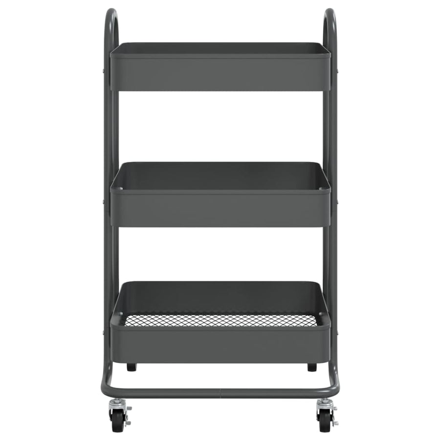 Trolley 3-Laags 43X34X79 Cm Staal Kleurig Antraciet
