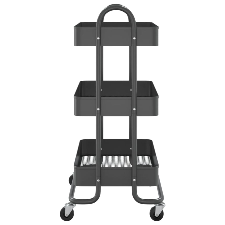 Trolley 3-Laags 43X34X79 Cm Staal Kleurig Antraciet