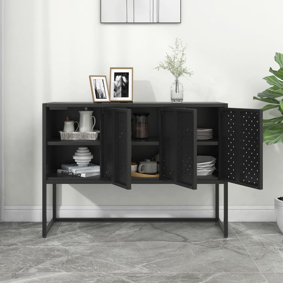 Dressoir 105x35x75 cm staal zwart