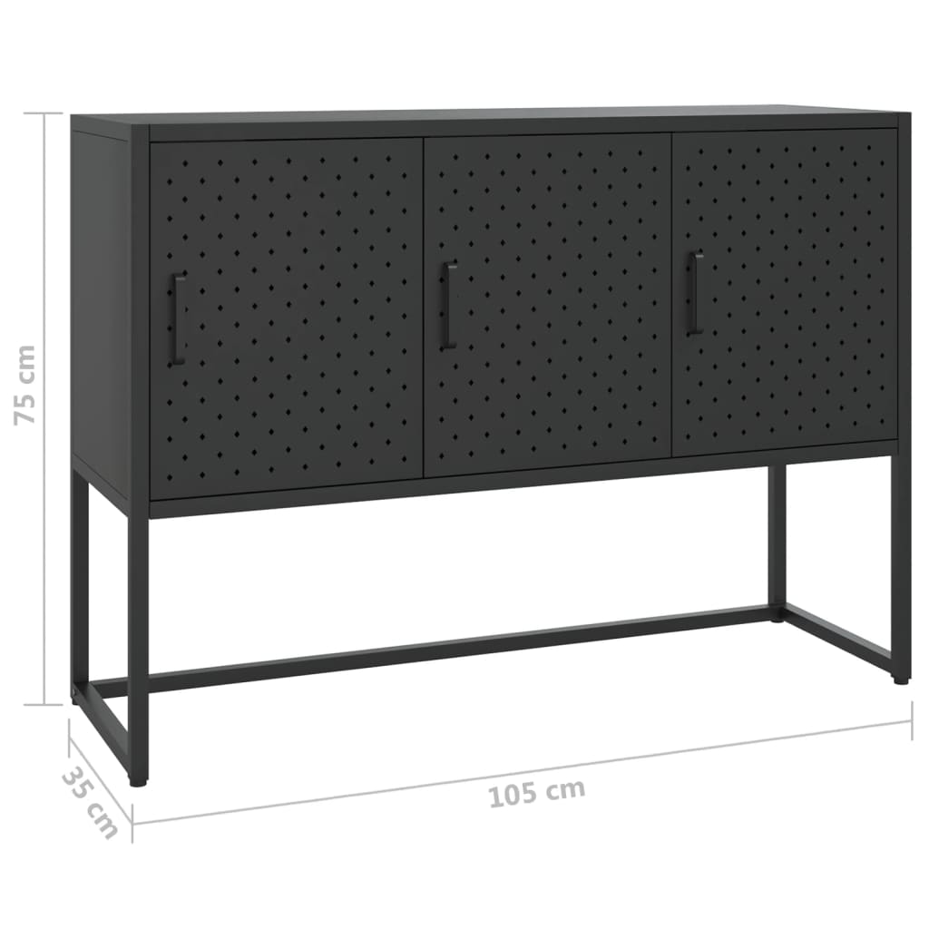 Dressoir 105x35x75 cm staal zwart