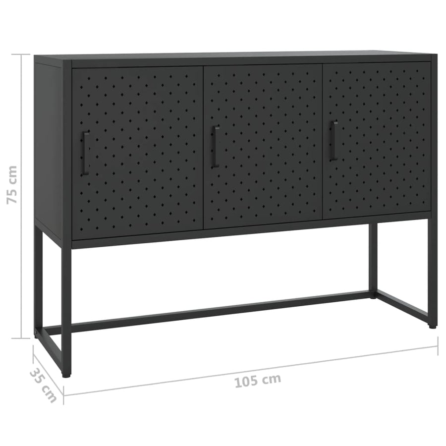 Dressoir 105x35x75 cm staal zwart