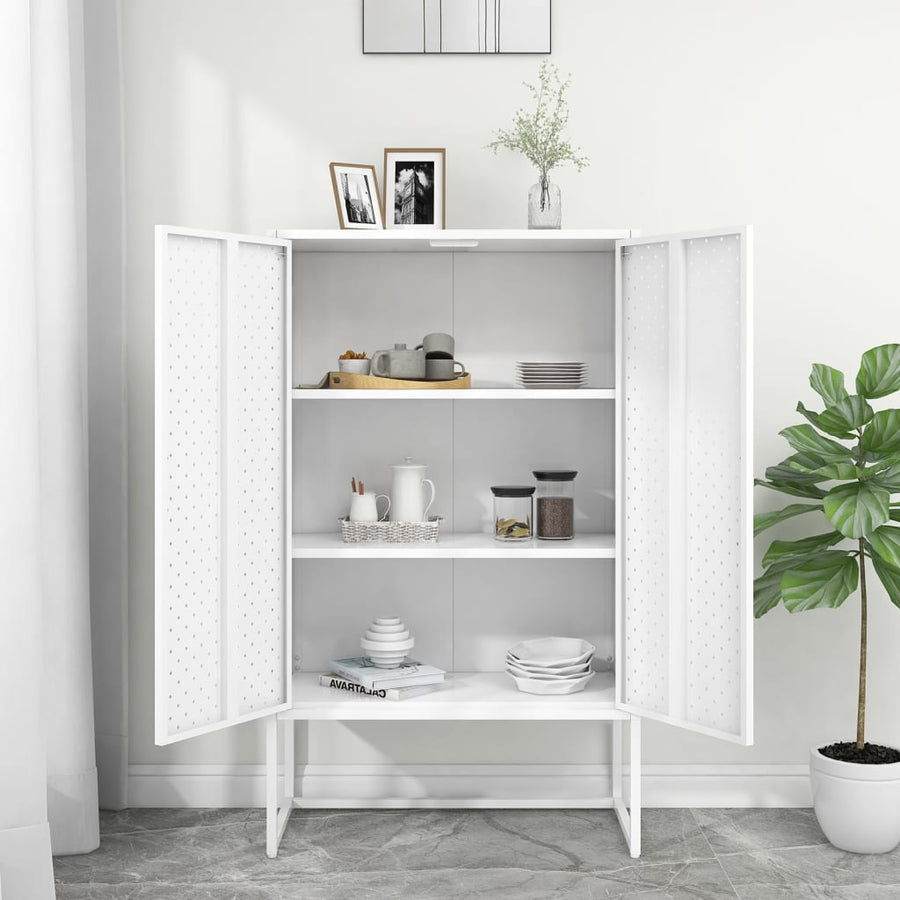 Hoge kast 80x35x135 cm staal wit