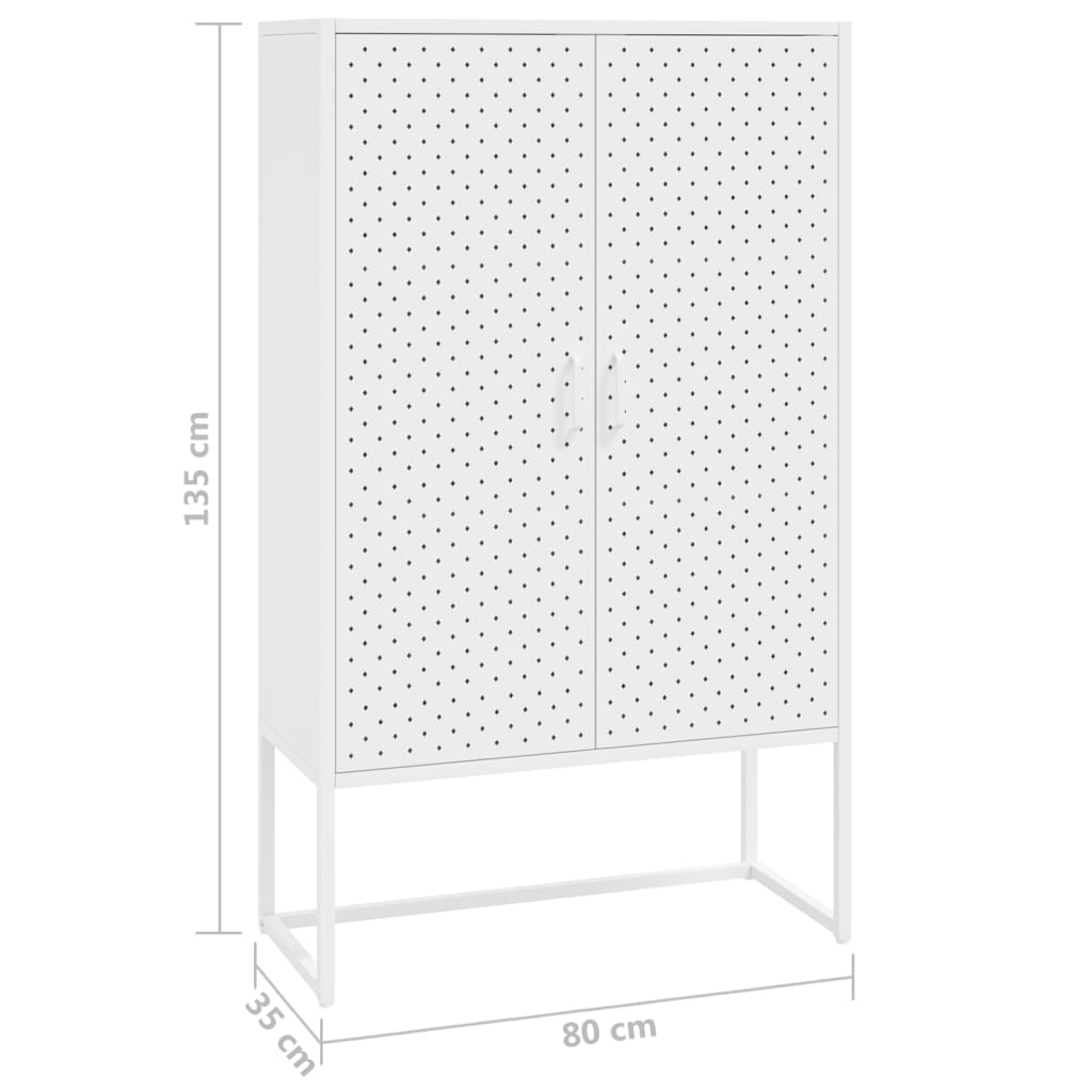 Hoge kast 80x35x135 cm staal wit