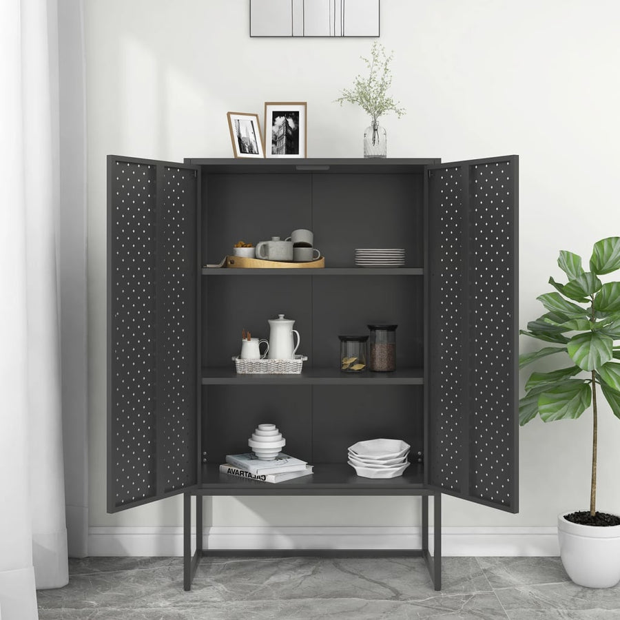 Hoge Kast 80X35X135 Cm Staal Kleurig Antraciet