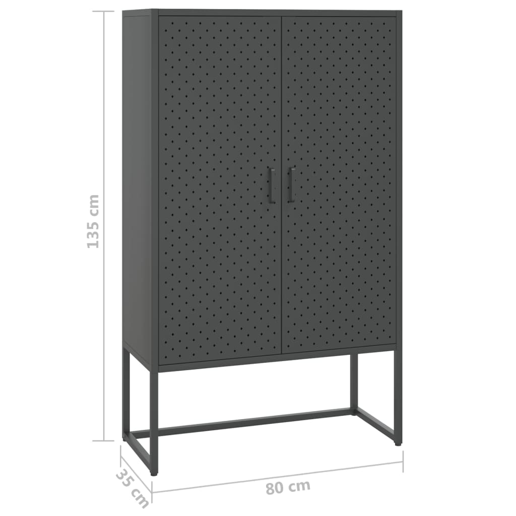 Hoge Kast 80X35X135 Cm Staal Kleurig Antraciet