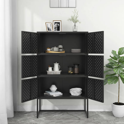 Hoge kast 80x35x135 cm staal zwart