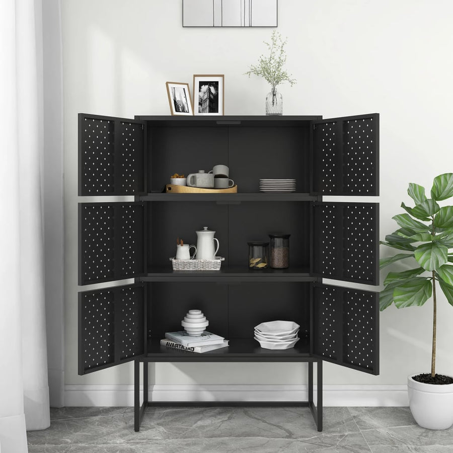 Hoge kast 80x35x135 cm staal zwart