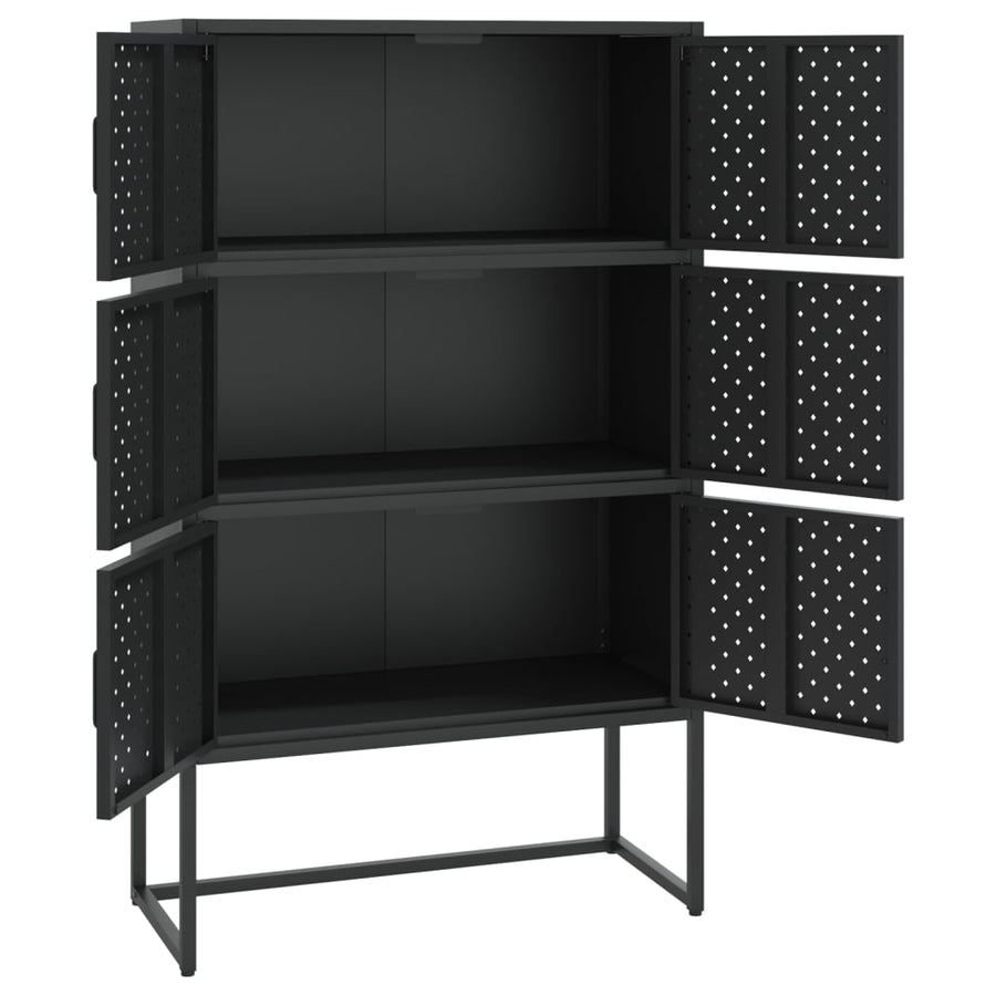 Hoge kast 80x35x135 cm staal zwart