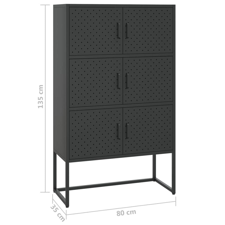 Hoge kast 80x35x135 cm staal zwart