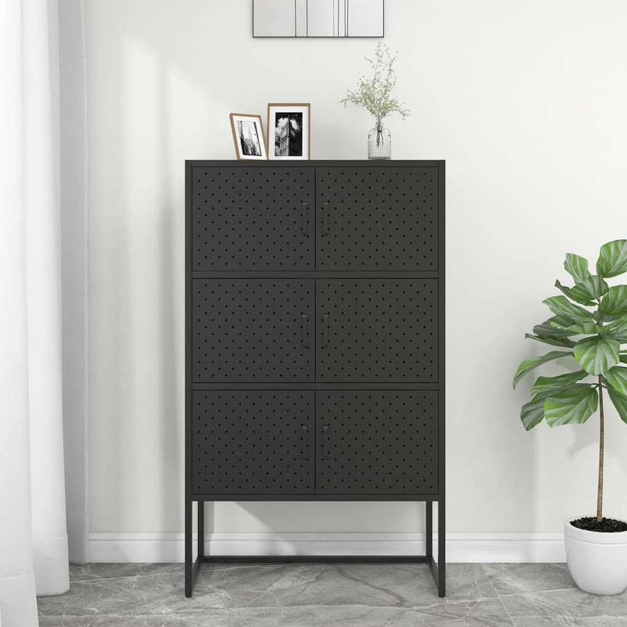 Hoge kast 80x35x135 cm staal zwart