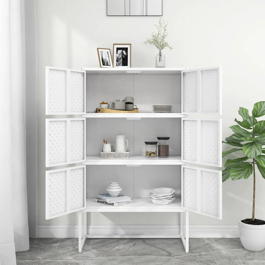 Hoge kast 80x35x135 cm staal wit