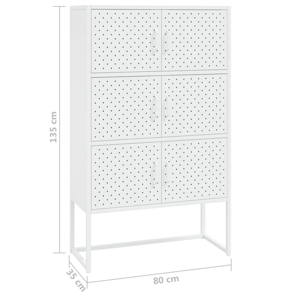 Hoge kast 80x35x135 cm staal wit
