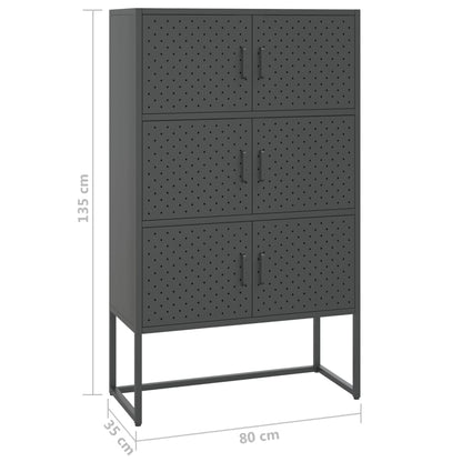 Hoge Kast Staal Kleurig Antraciet 80 x 35 x 135 cm