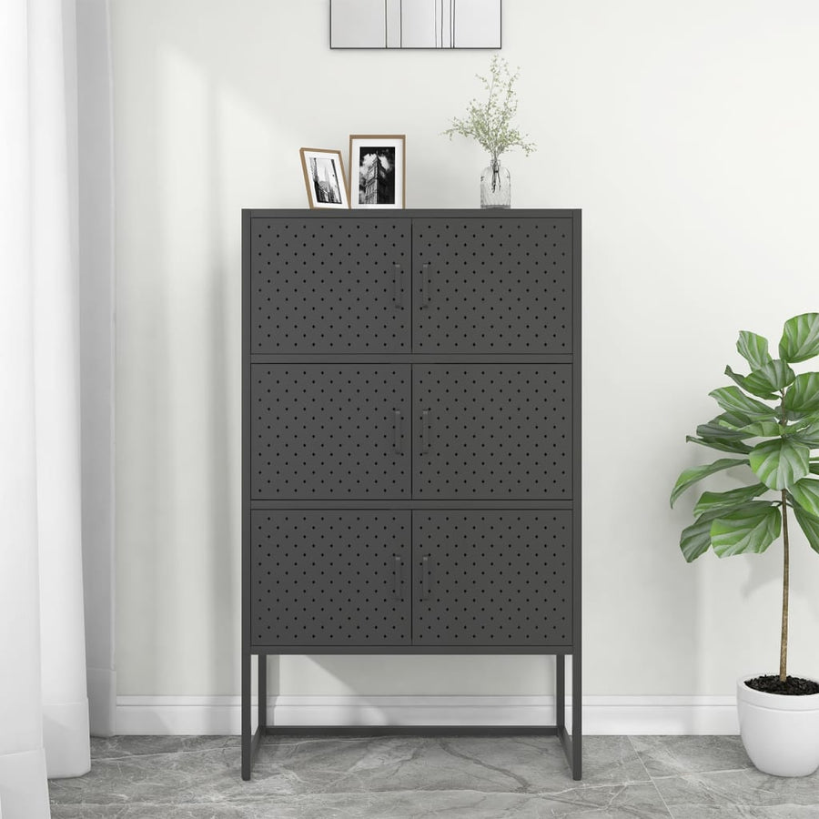 Hoge Kast Staal Kleurig Antraciet 80 x 35 x 135 cm