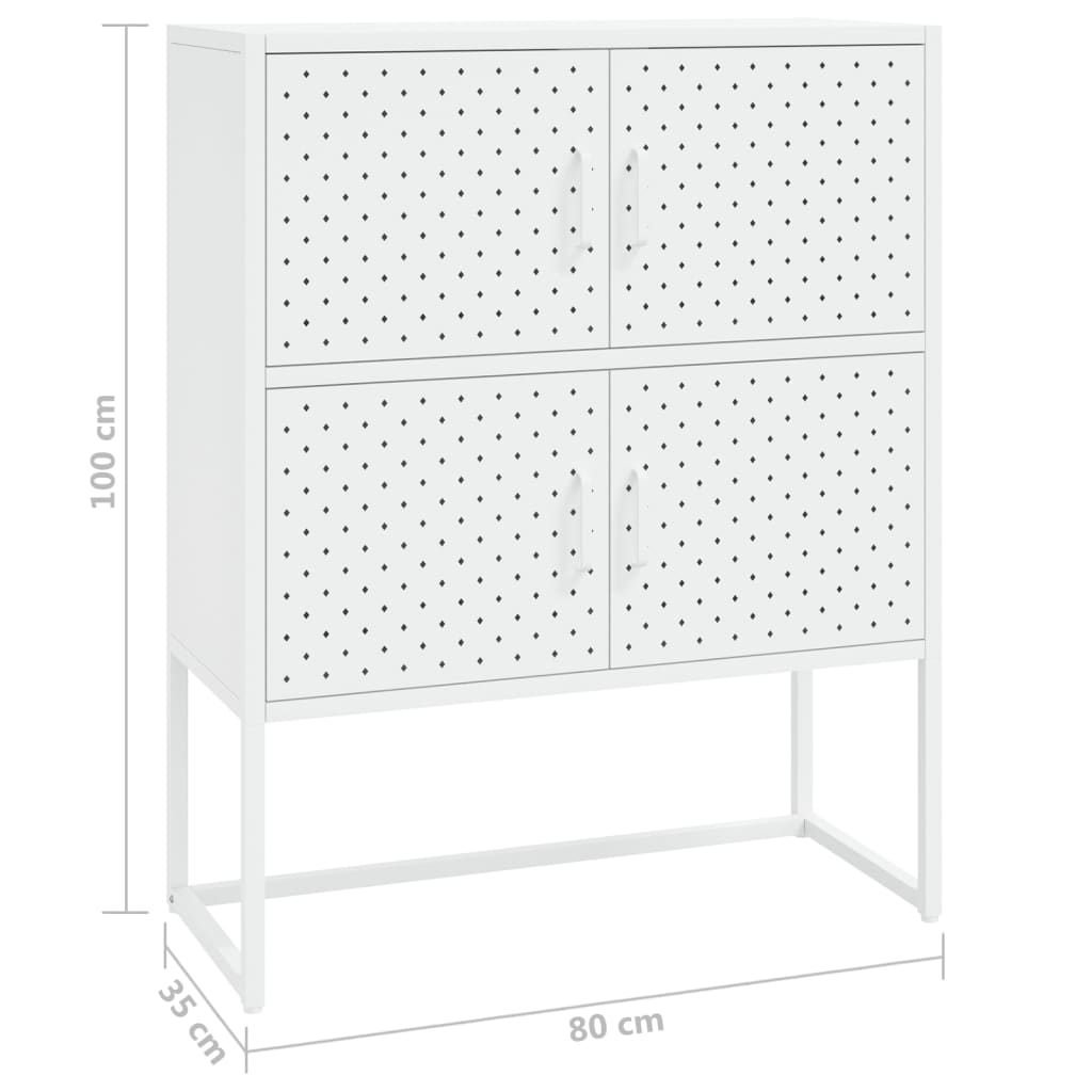 Hoge Kast Staal Wit 80 x 35 x 100 cm