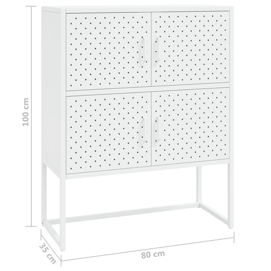 Hoge Kast Staal Wit 80 x 35 x 100 cm