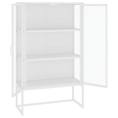 Hoge kast 80x35x135 cm staal en gehard glas wit