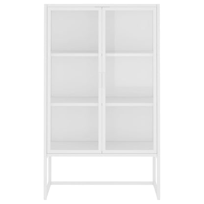 Hoge kast 80x35x135 cm staal en gehard glas wit