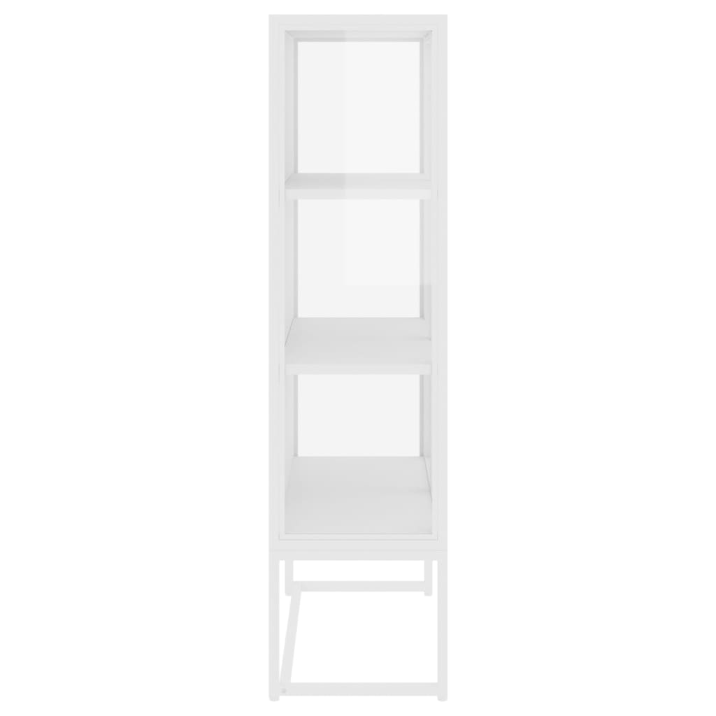 Hoge kast 80x35x135 cm staal en gehard glas wit