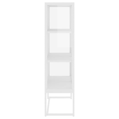 Hoge kast 80x35x135 cm staal en gehard glas wit