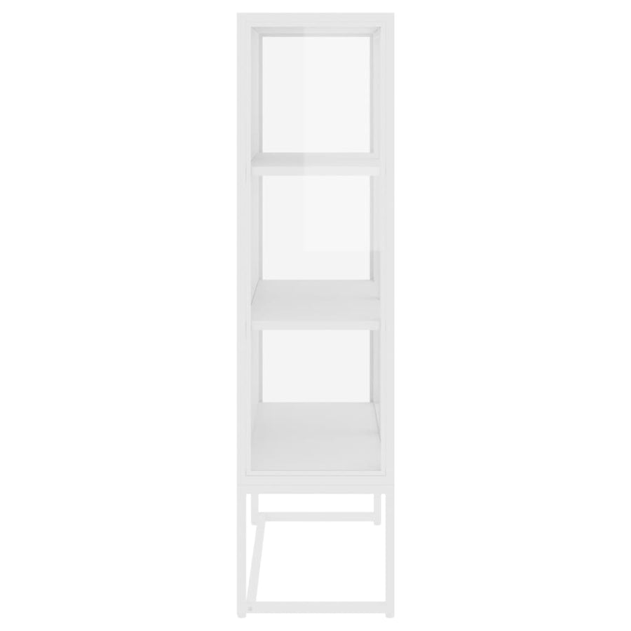 Hoge kast 80x35x135 cm staal en gehard glas wit