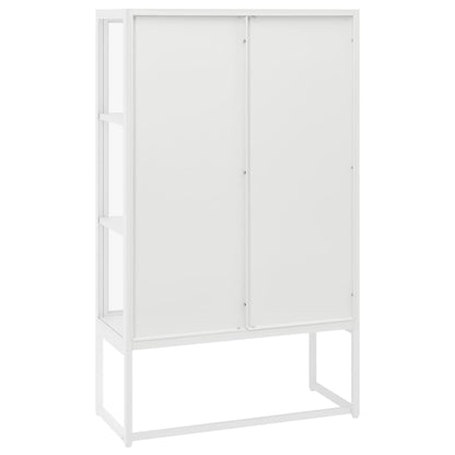Hoge kast 80x35x135 cm staal en gehard glas wit