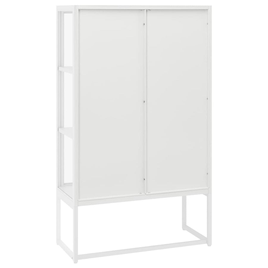 Hoge kast 80x35x135 cm staal en gehard glas wit