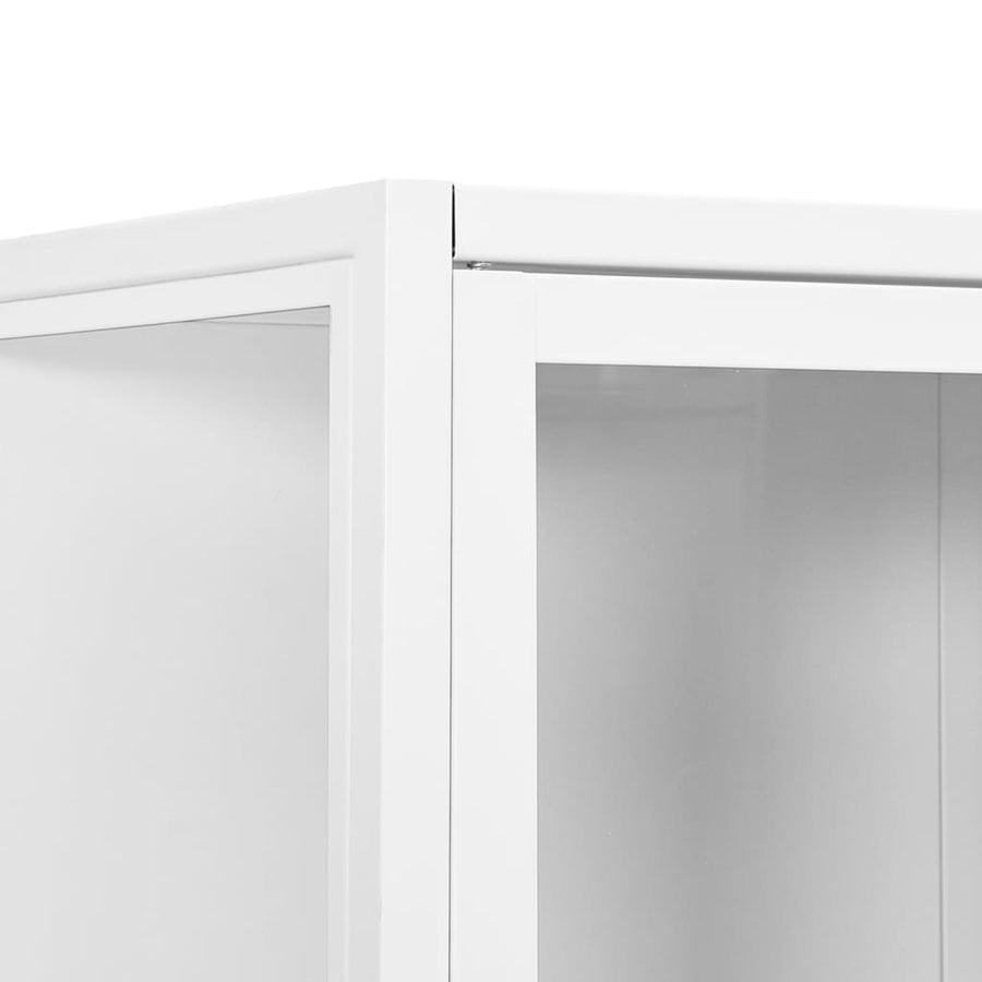 Hoge kast 80x35x135 cm staal en gehard glas wit